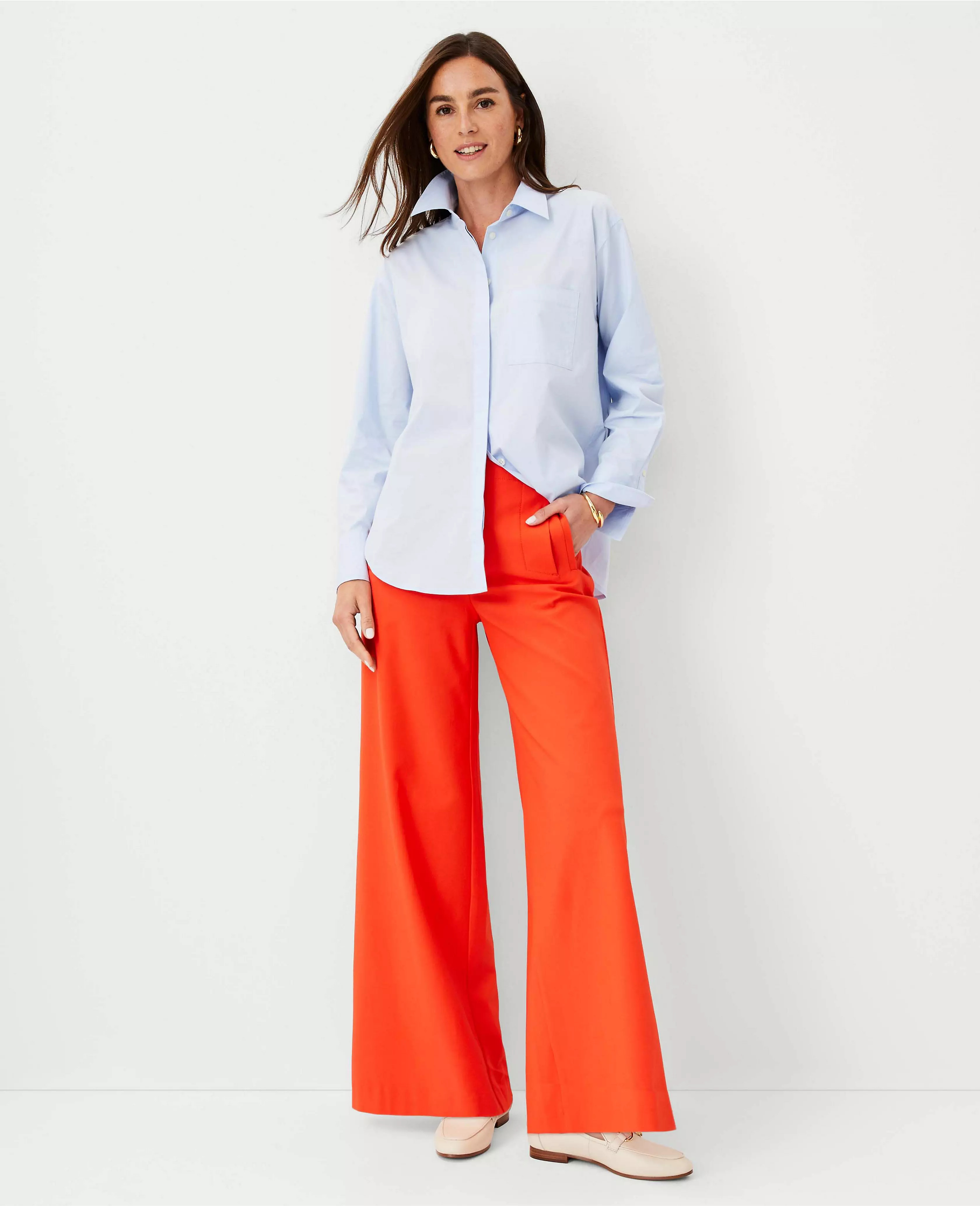The High Rise Sailor Palazzo Pant in Twill | Ann Taylor (US)