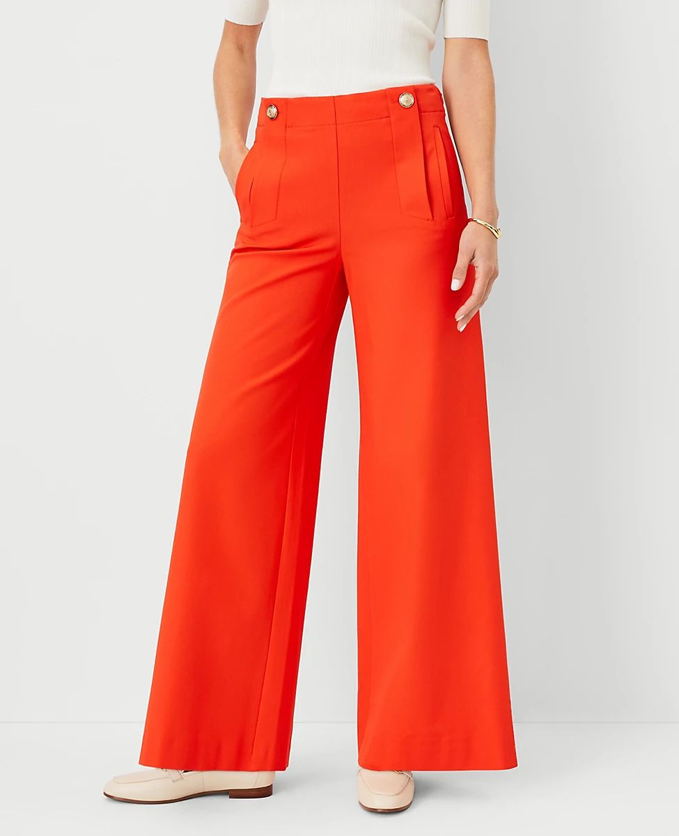 The High Rise Sailor Palazzo Pant in Twill | Ann Taylor (US)