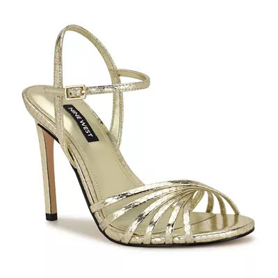 Nine West Women's Meripen Strappy Stiletto Heel Dress Sandals, Gold, 9M | Belk