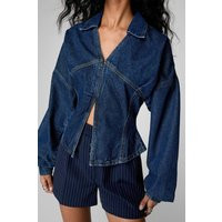 Womens Denim Corset Shirt - Grey - 0 | boohoo (US & Canada)