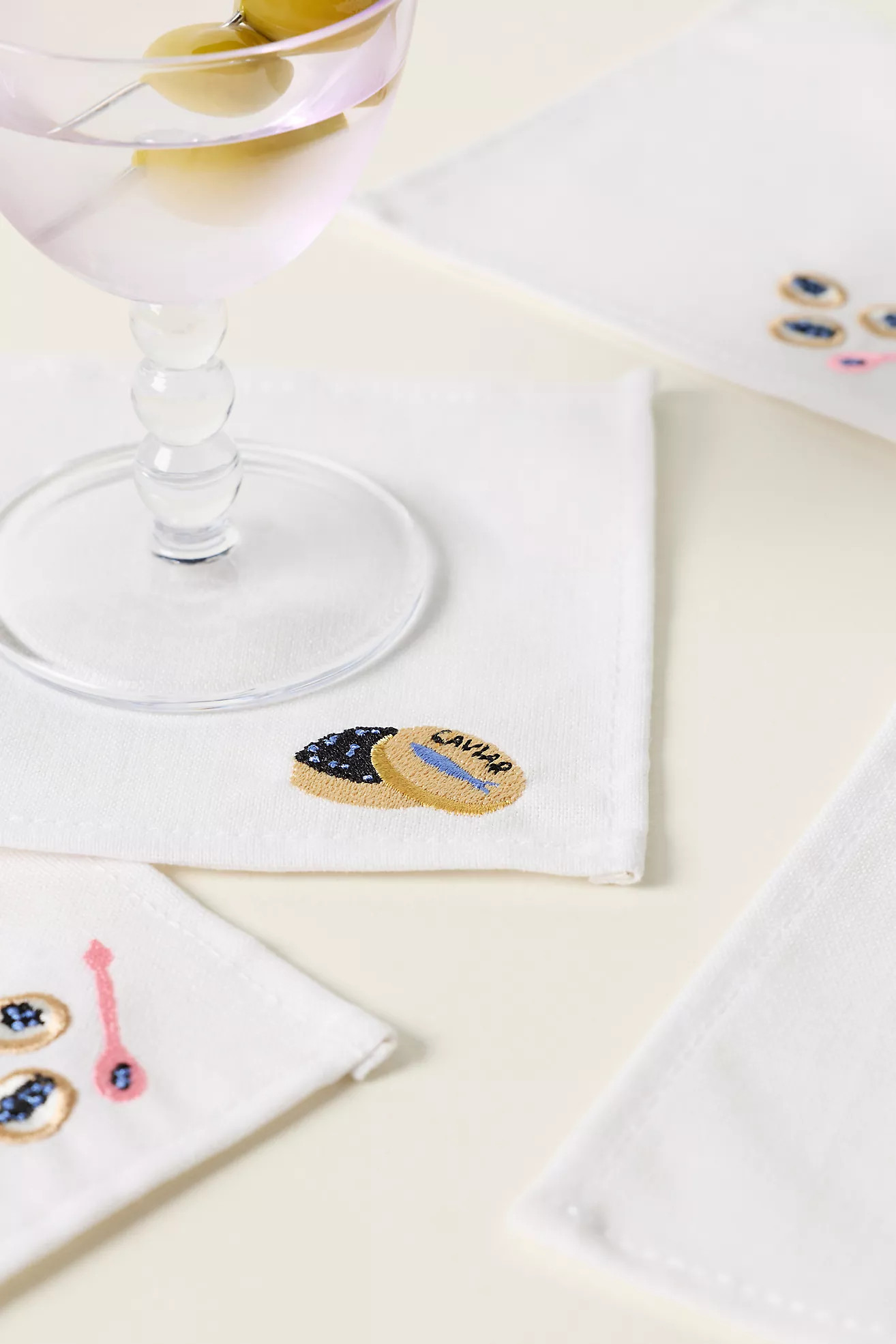 Frasier Sterling Linen Blend Caviar Cocktail Napkins, Set of 4 | Anthropologie (US)