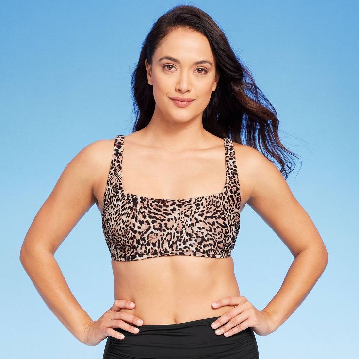 Women's Leopard Print Square Neck Bikini Top - Kona Sol™ Multi | Target