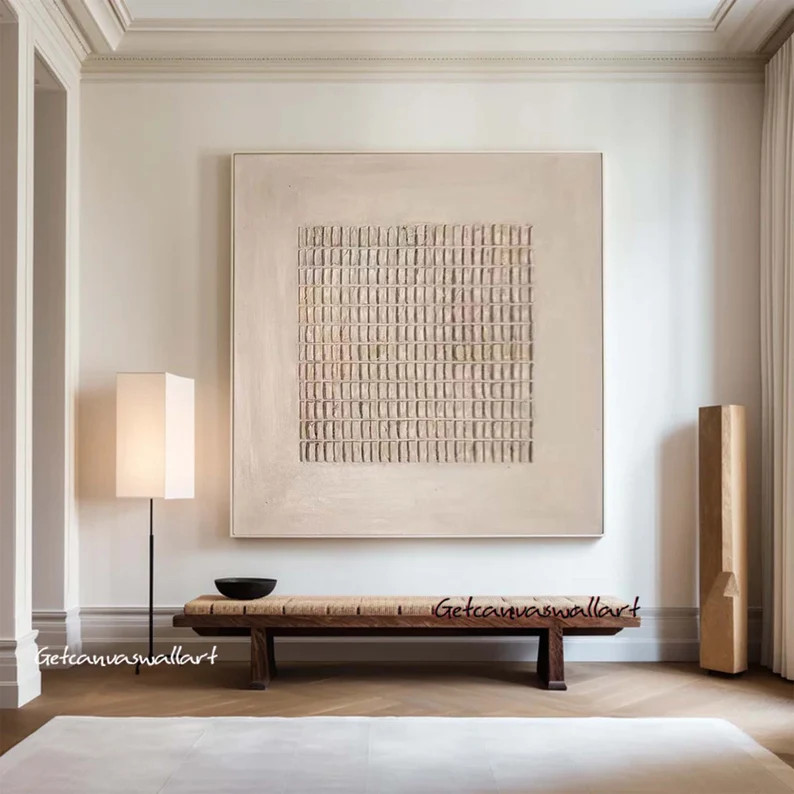 Beige 3D Texture Wall Art Beige Minimalist Painting Neutral Plaster Painting Wabi Sabi Wall Art B... | Etsy (US)