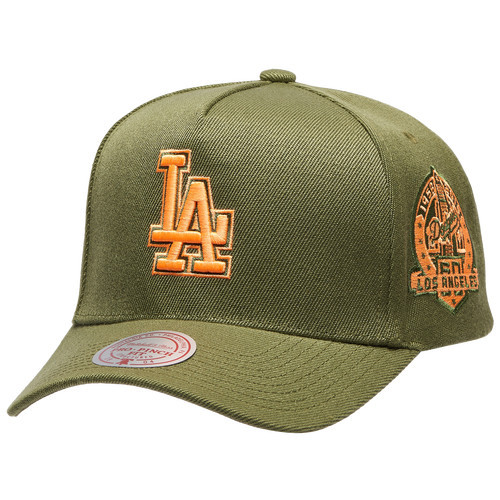 Mitchell & Ness Los Angeles Dodgers Mitchell & Ness Dodgers Neon Pop Pro Pinch Cap - Adult Olive Size One Size | Champs Sports