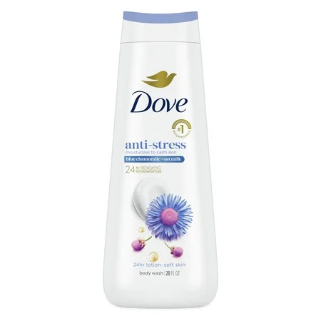 Dove Body Wash for Women Moisturizing Anti-Stress Blue Chamomile & Oat Milk Cleanser All Skin, 20 oz | Walmart (US)