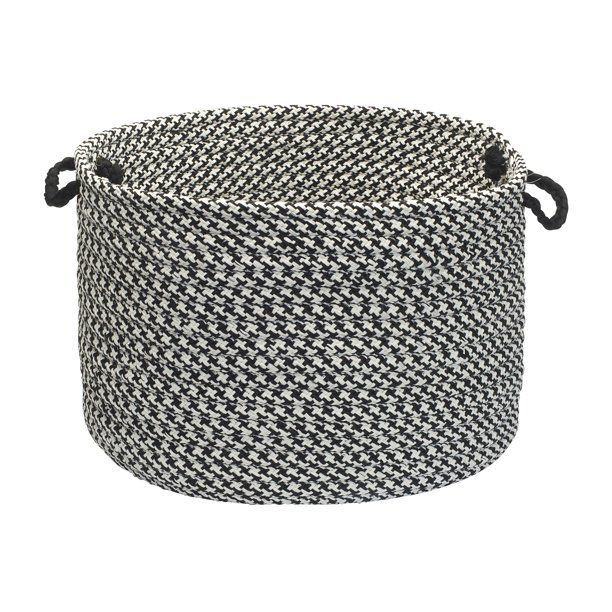 14" Black and White Handmade Braided Round Storage Basket | Walmart (US)