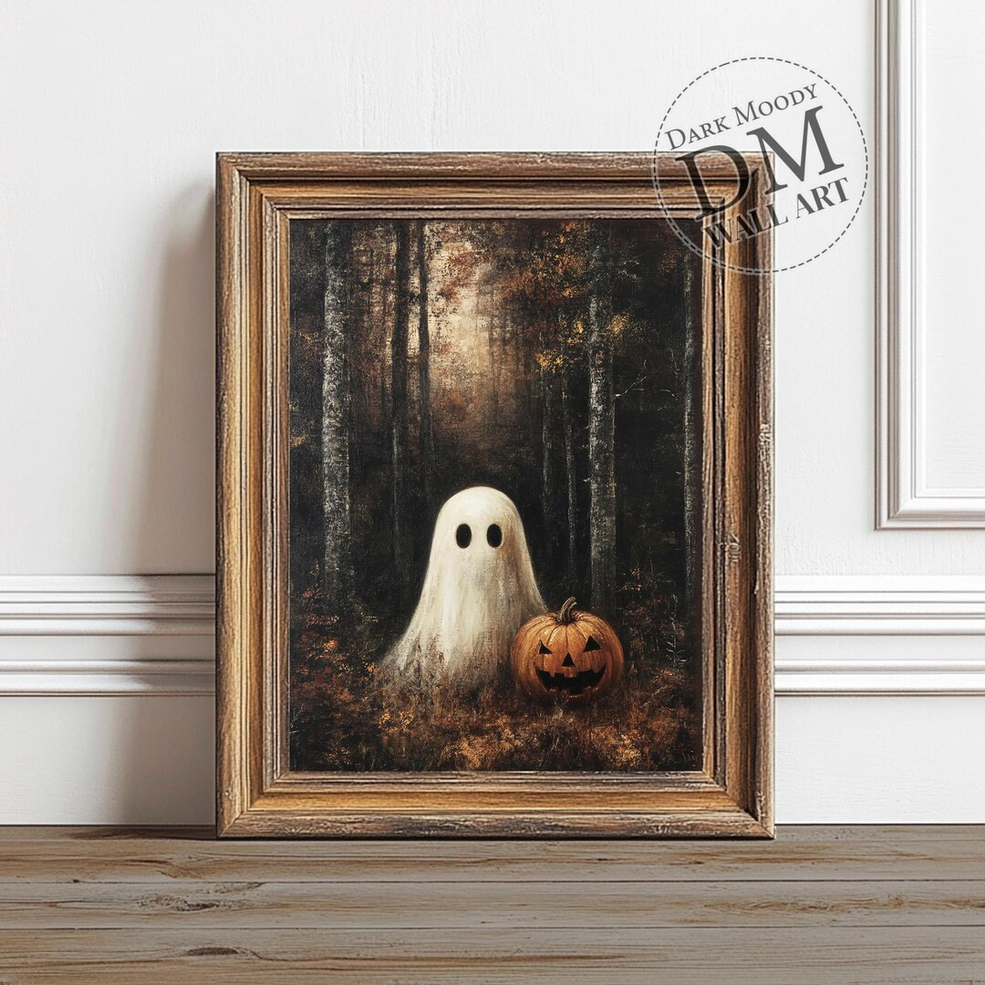Vintage Halloween Ghost Print: Dark Forest Wall Art (digital Download) - Etsy | Etsy (US)