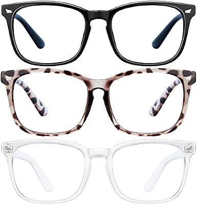 Blue Light Blocking Glasses - 3Pack Computer Game Glasses Square Eyeglasses Frame, Blue Light Blo... | Amazon (US)