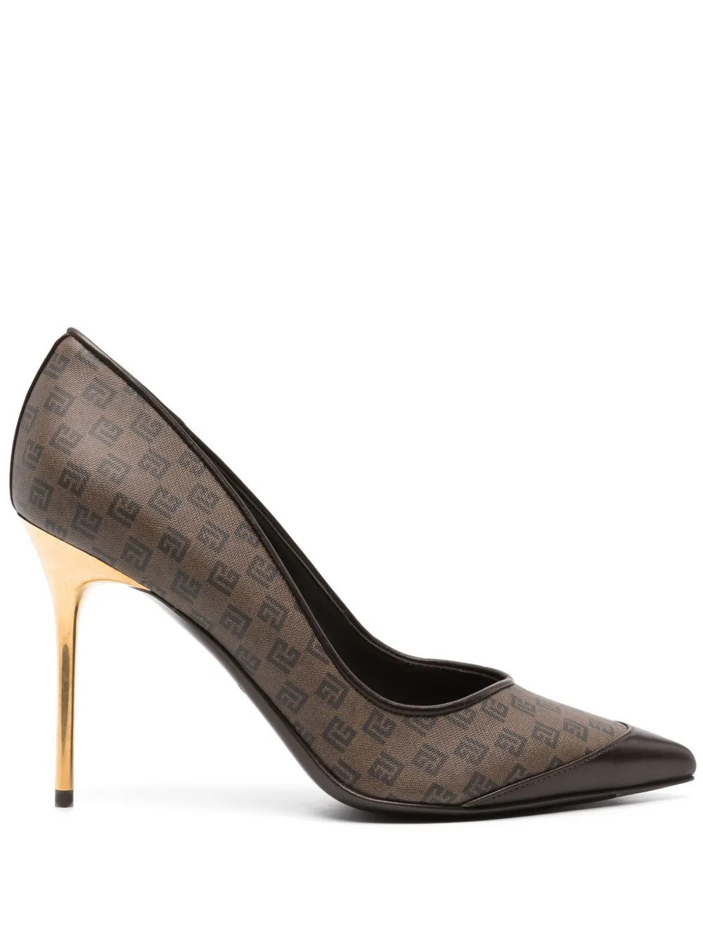 Balmain 100mm monogrammed pumps - Brown | Farfetch Global