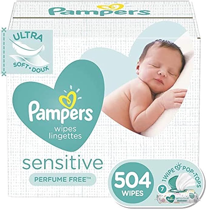 Baby Wipes, Pampers Sensitive Water Based Baby Diaper Wipes, Hypoallergenic and Unscented, 7 Pop-... | Amazon (US)