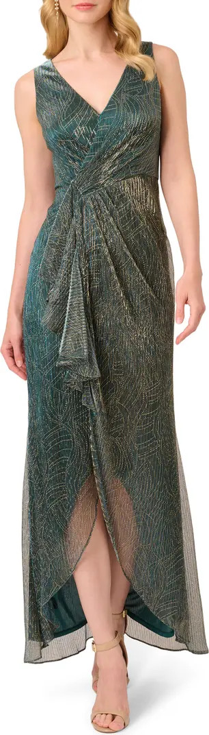 Metallic Sleeveless Mesh High/Low Gown | Nordstrom