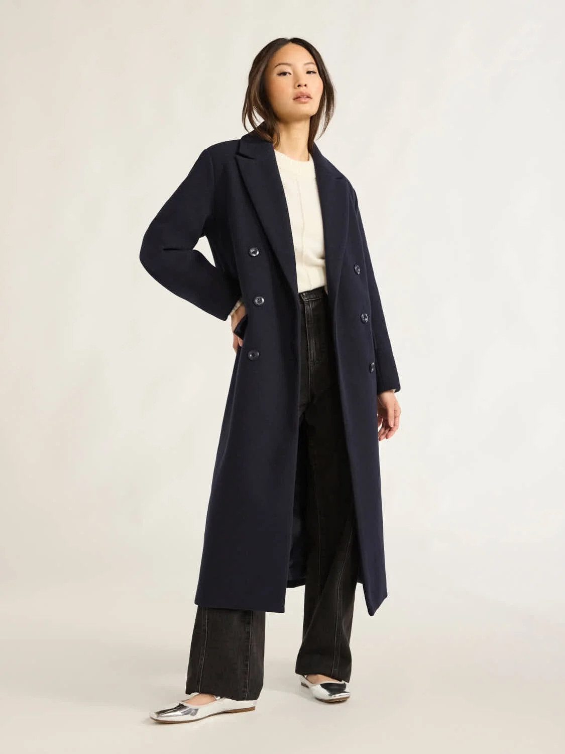 Scoop Women's Faux Wool Oversized Double Breasted Coat, Sizes XS-XXL | Walmart (US)