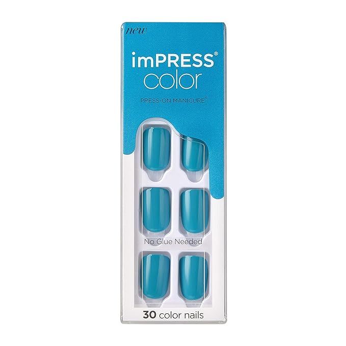KISS imPRESS Color Press-On Manicure, Gel Nail Kit, PureFit Technology, Short Length, “Beach Wa... | Amazon (US)
