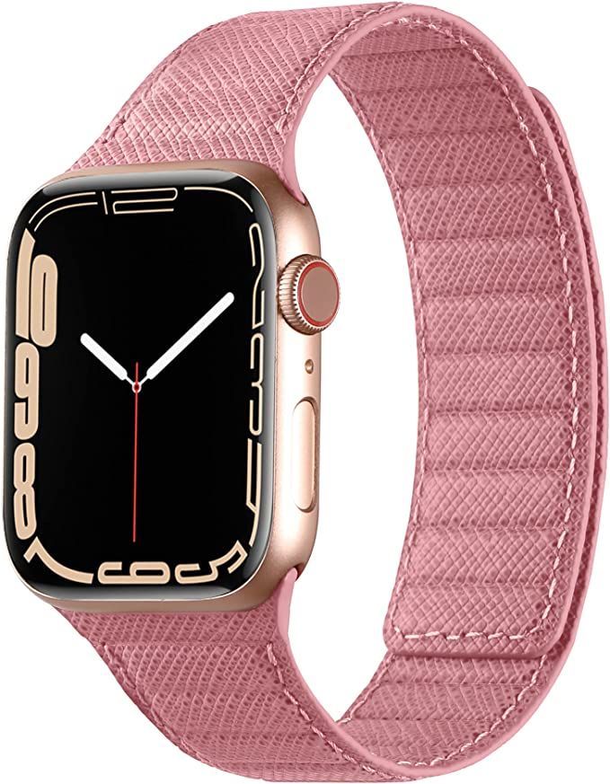 INI New For 2022 Compatible With Apple Watch Band 100% Full Grain Leather Magnetic Link For Serie... | Amazon (US)