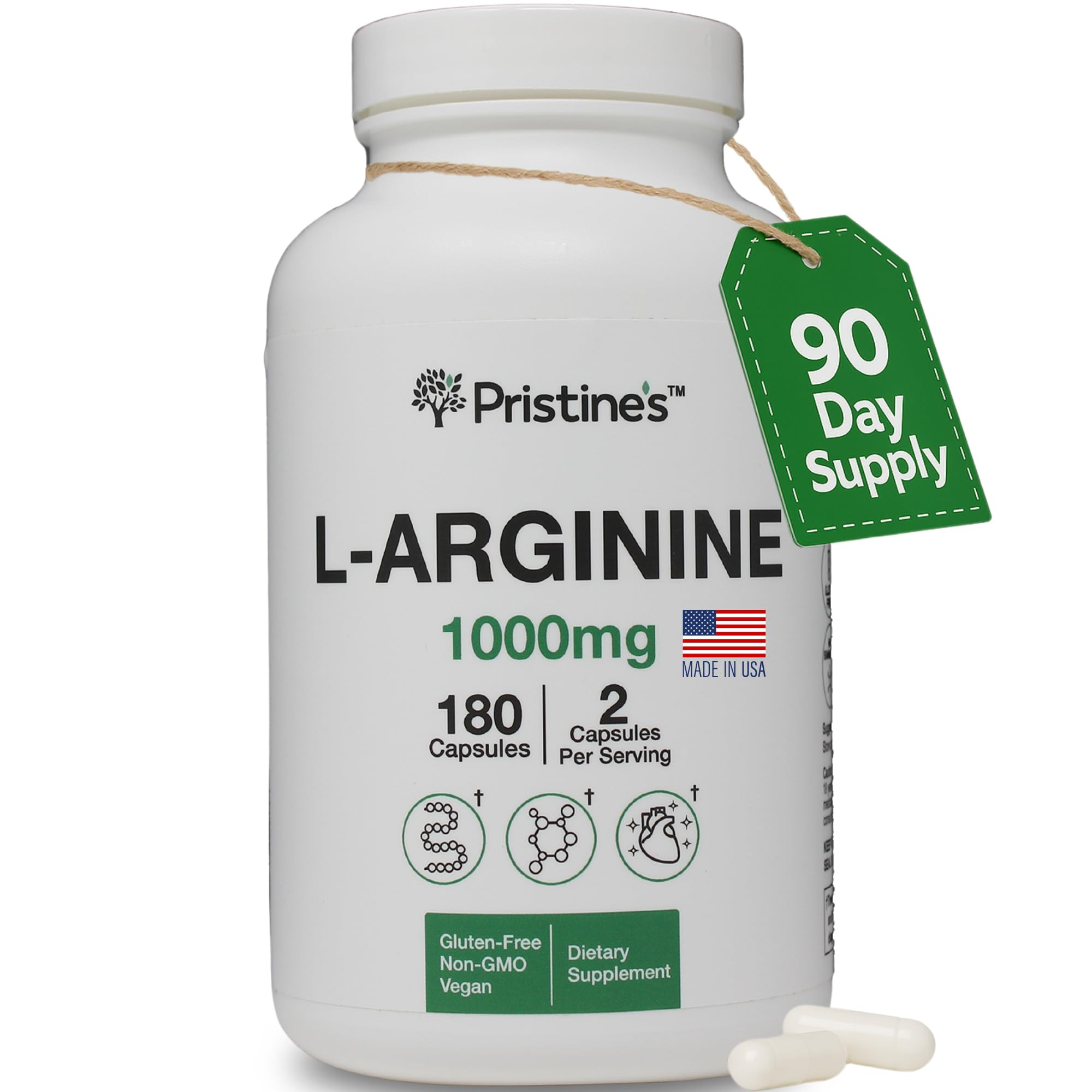 PRISTINE'S L Arginine Supplements for Men & Women - 1000mg Capsules 90 Day Supply Blood Flow & Pr... | Amazon (US)