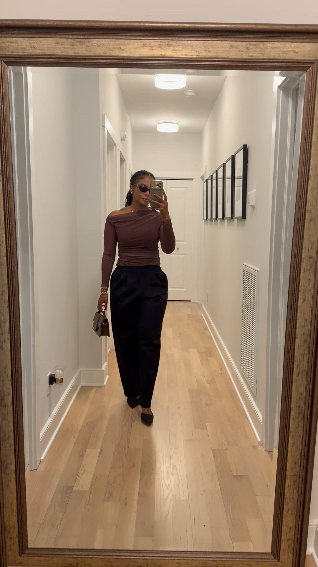 Top: Medium 
Pants: Regular Medium
