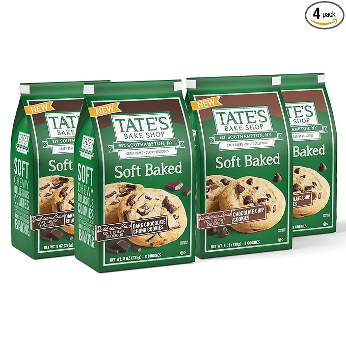 Tate's Bake Shop Soft Baked Cookies Variety Pack, Dark Chocolate Chunk and Chocolate Chip, 4-8 oz... | Amazon (US)