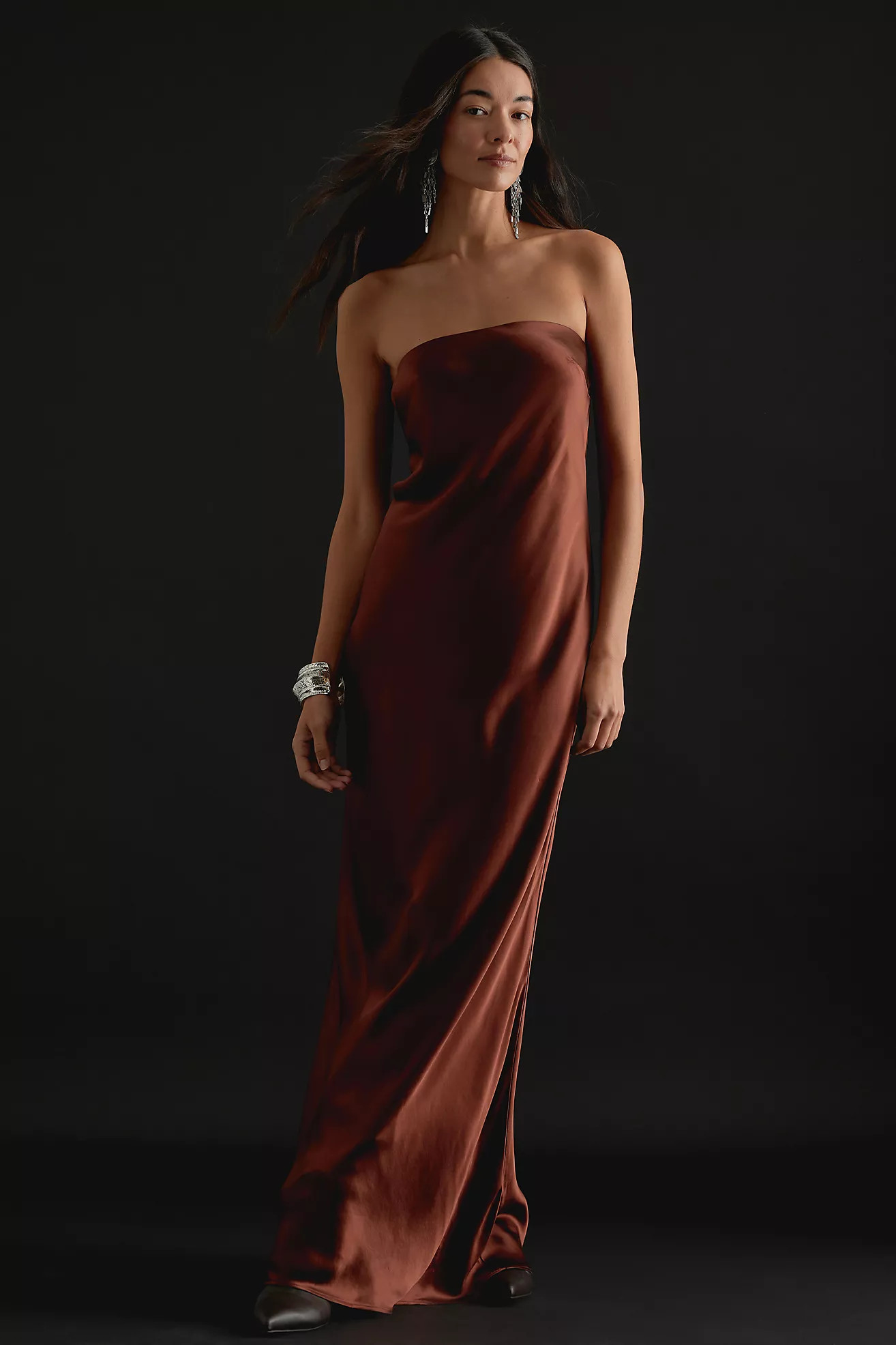 The Fleur Strapless Satin Maxi Slip Dress | Anthropologie (UK)