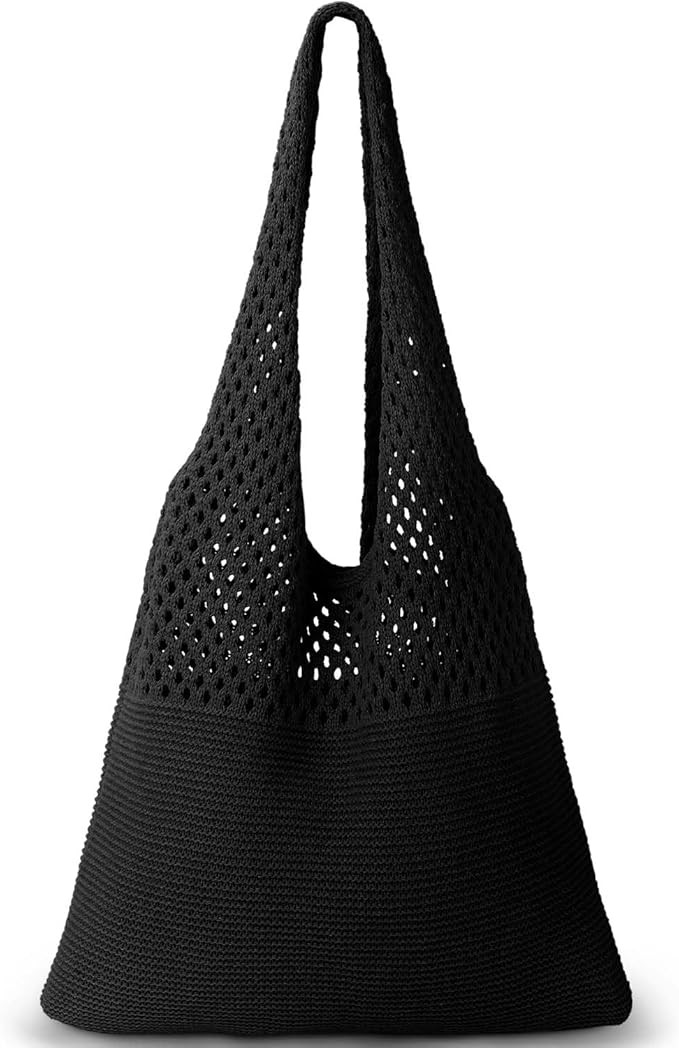 KPX Crochet Tote Bag, Beach Mesh Knitted Bag Large Aesthetic Shoulder Bag Handbags Hollow Hobo Ba... | Amazon (US)
