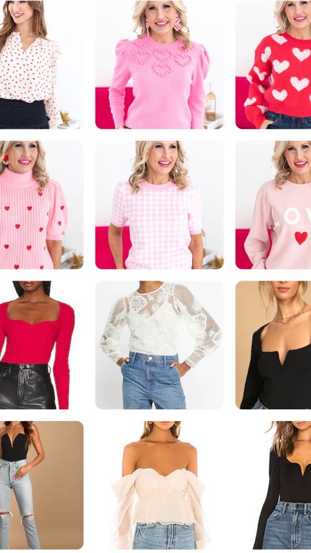 Valentine’s Day tops | date night outfit | hearts | romantic tops | Valentines Day sweaters | blouse 

#LTKstyletip #LTKFind #LTKunder100