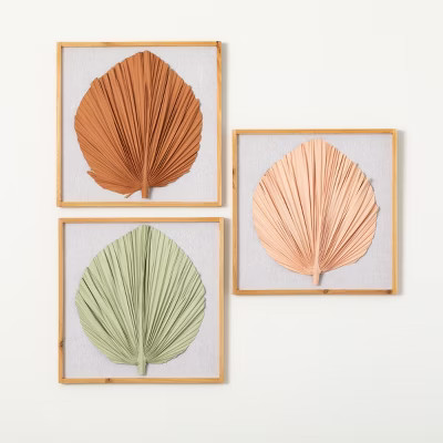 16.25"H Sullivans Dried Palm Leaf Wall Decor Set of 3, Multicolored | Target
