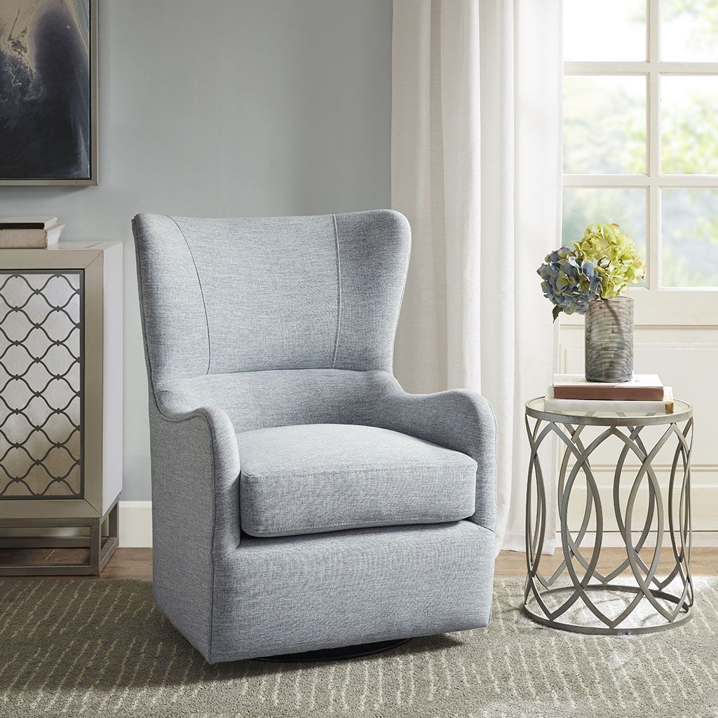 Arianna Swivel Glider Chair In Light Blue | 1stopbedrooms