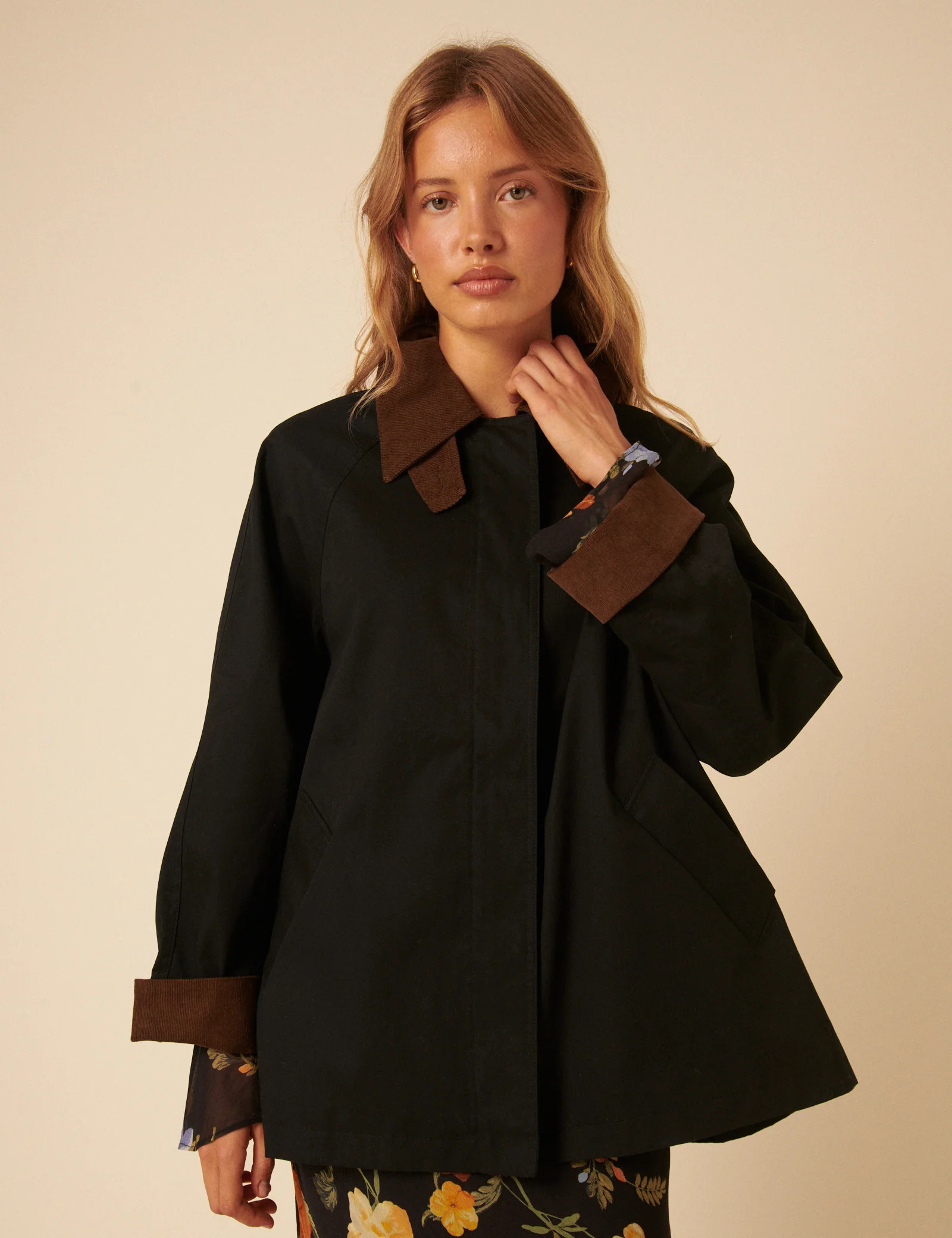 Dark Navy Cord Detail Barn Jacket | Nobody's Child