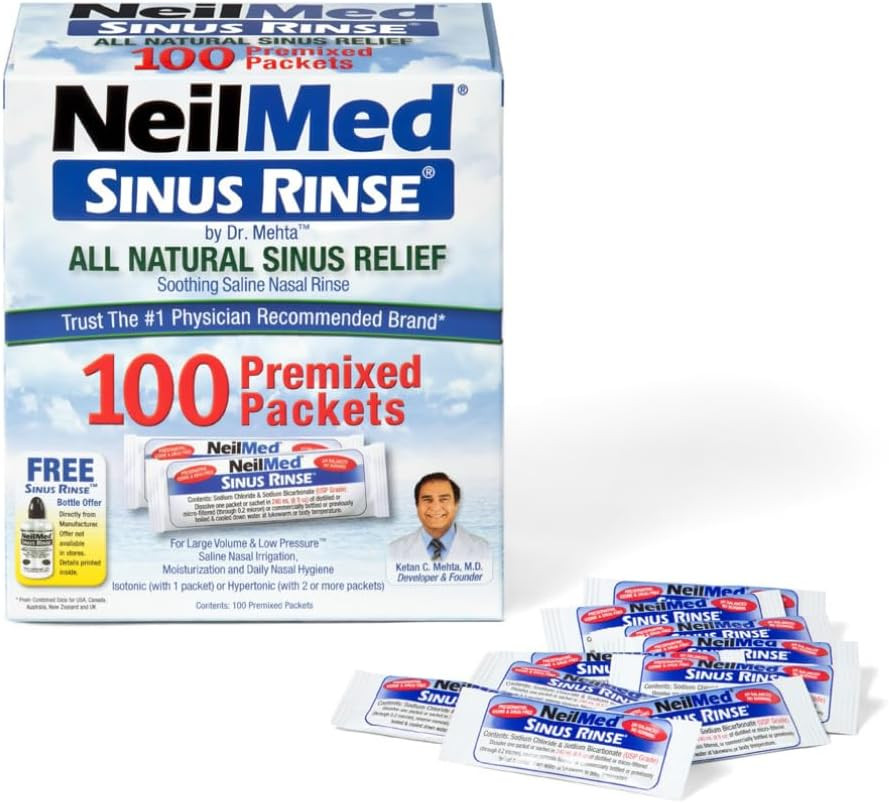 NeilMed Sinus Rinse All Natural Relief Premixed Refill Packets 100 Count (Pack of 1) | Amazon (US)
