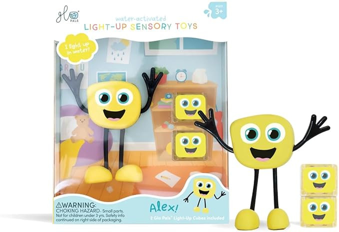 Glo Pals Original Alex Yellow Pal Water-Activated Bath Toy with 2 Reusable Light-Up Cubes for Sen... | Amazon (US)