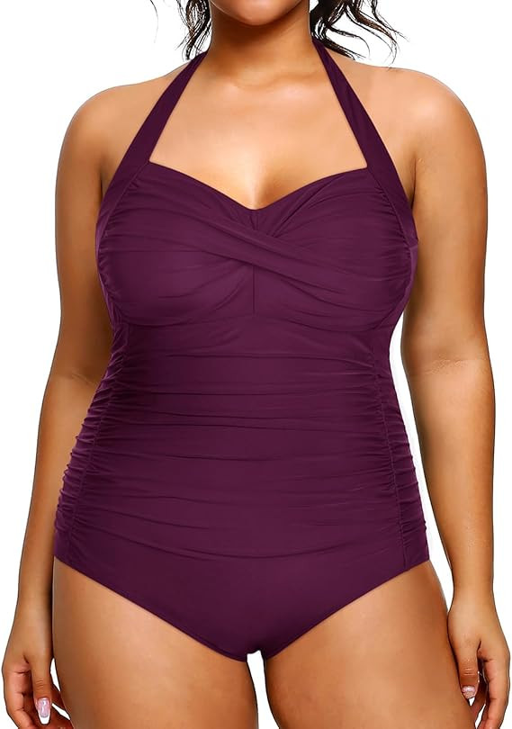 Yonique Plus Size Bathing Suit for Women One Piece Swimsuit Tummy Control Halter Tops for Women S... | Amazon (US)