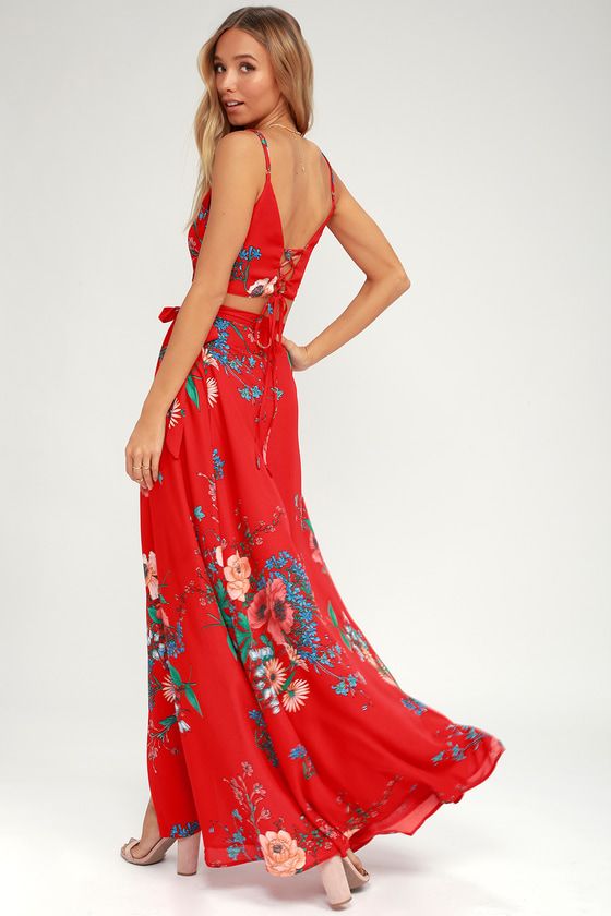 Bloom With a View Red Two-Piece Maxi Dress | Lulus (US)