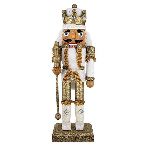 King Nutcracker White Gold Metallic Glitter 10 inch | Walmart (US)