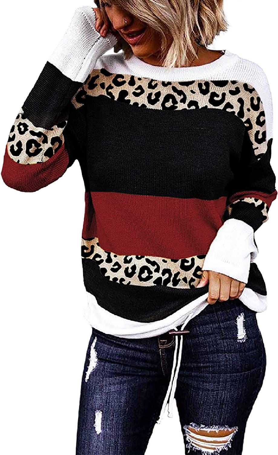 Paitluc Striped Sweater Women's Round Neck Long Sleeve Color Block Drawstring Hem Pullover Sweate... | Amazon (US)