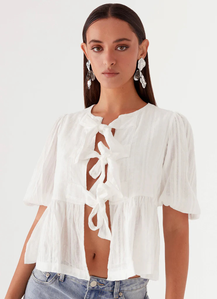 Western Wind Tie Top - White | Peppermayo (Global)