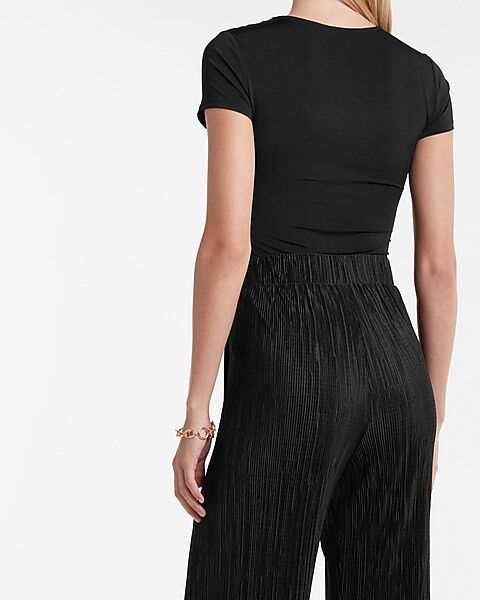 Body Contour Double Layer Scoop Neck Thong Bodysuit | Express