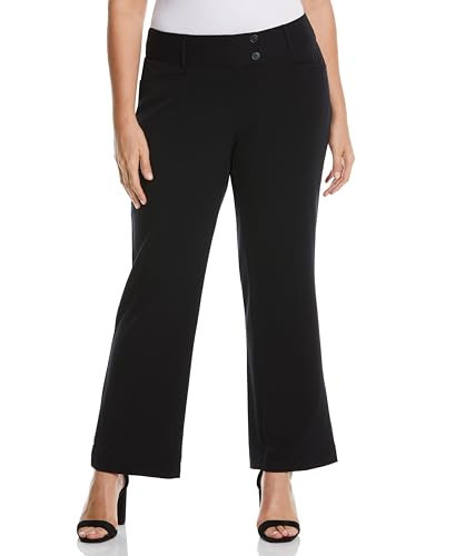Rafaella Women's Plus Size Curvy Fit Bootcut Dress Pants - 30"/32" Gabardine with Slimming Panels & Pockets, Black, 24W Short | Amazon (US)
