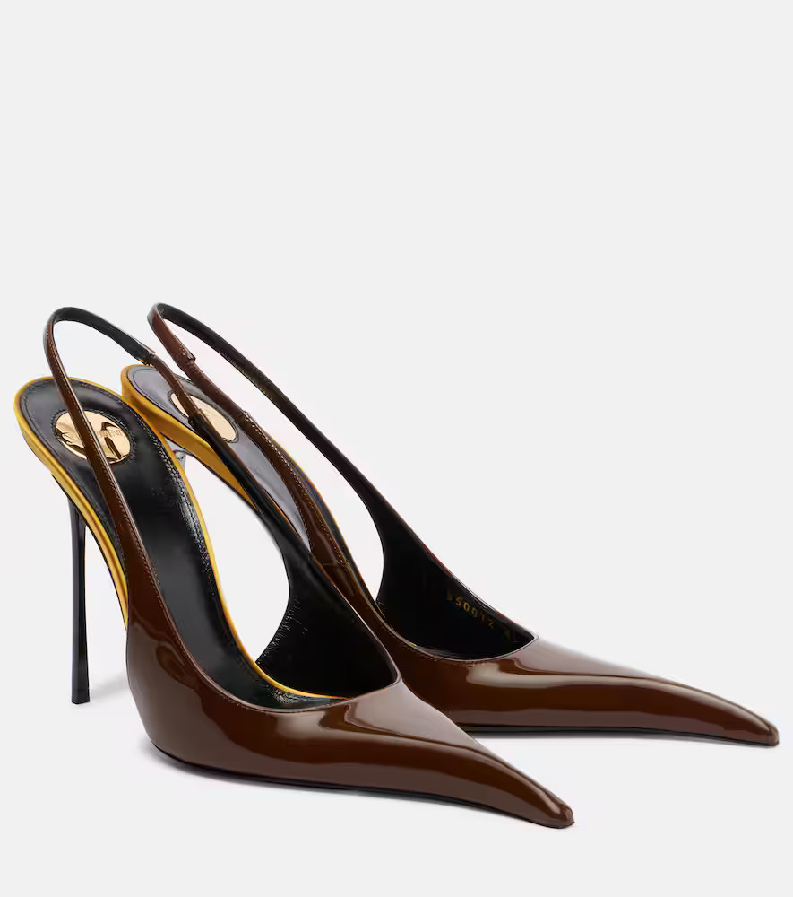 Saint Laurent Amalia 110 patent leather slingback pumps | Mytheresa (US/CA)