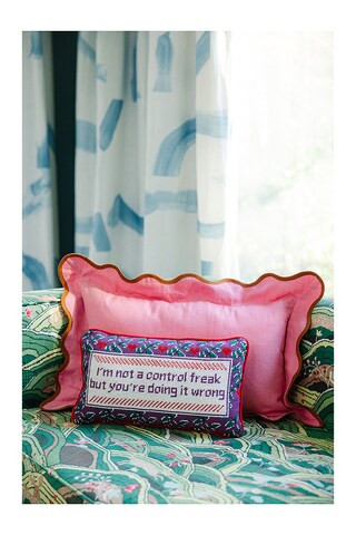 Furbish Studio Control Freak Needlepoint Pillow from Revolve.com | Revolve Clothing (Global)