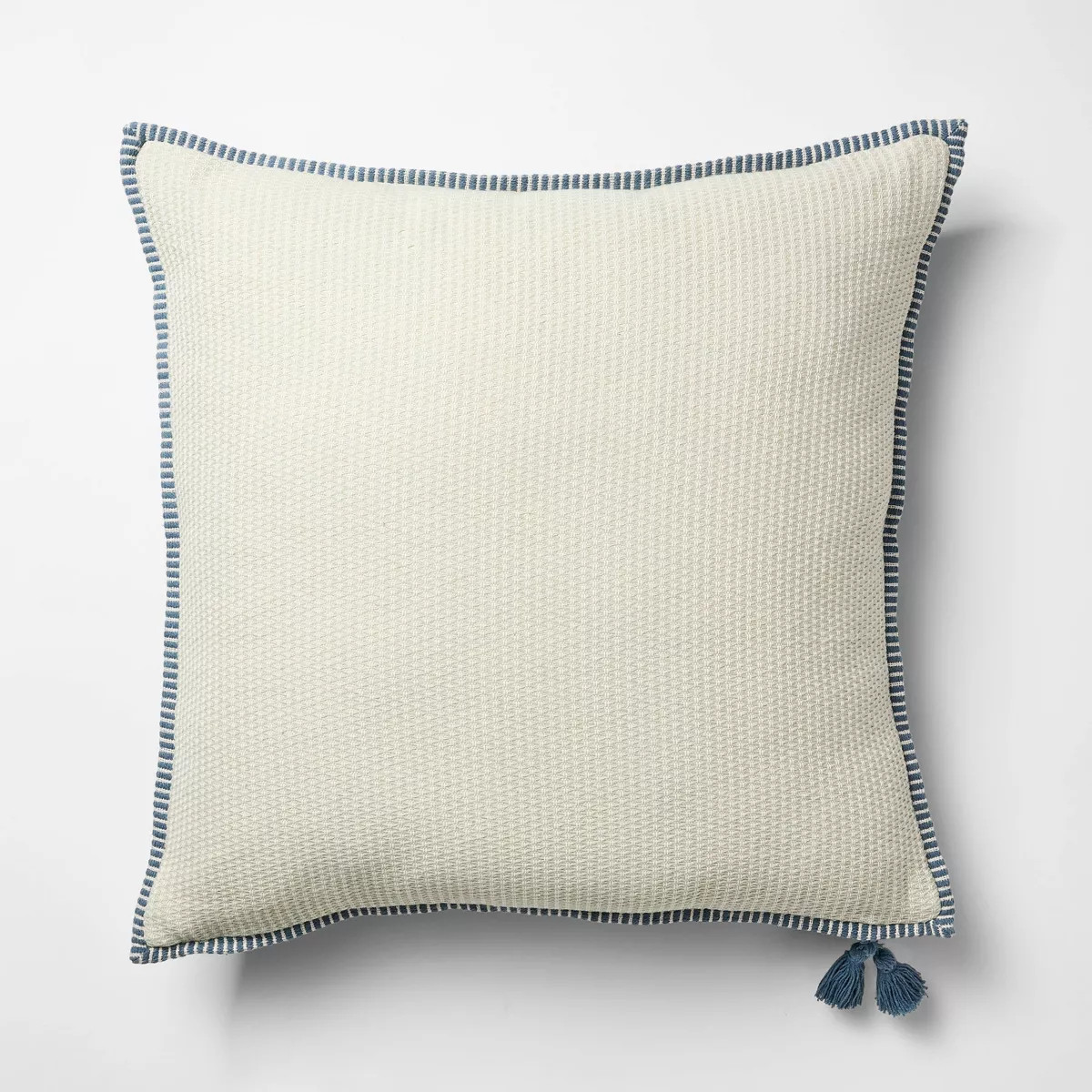 Oversized Square Cotton Linen Texture with Tassel Cream or Blue - Threshold™ Design with Studio... | Target