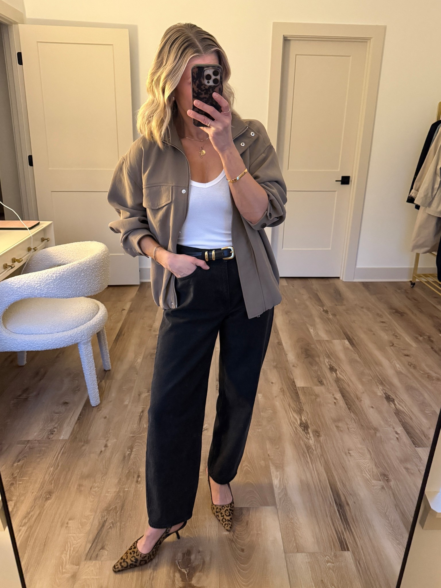 Wearing XS tank (more cropped fit so stay tts otherwise), XS jacket, 26/regular jeans (run big, size down), heels tts 

#LTKootd #LTKOver40 #LTKgrwm