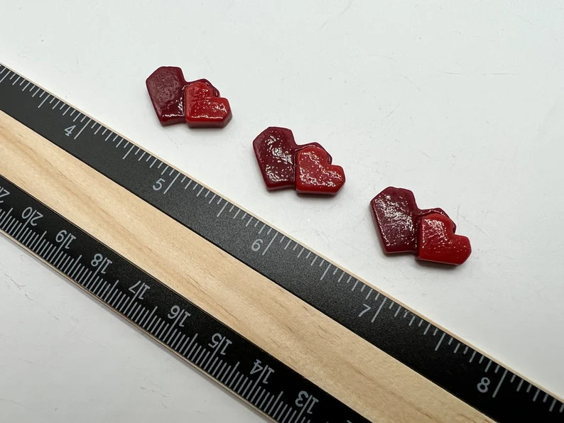 COE90 Double Geometric Heart Fusible Embellishment Set for Glass Fusing red/deep Red 3 Pack - Ets... | Etsy (US)
