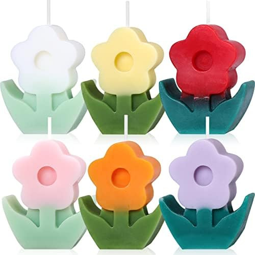 6 Pcs Flower Shaped Scented Candles, Delicate Decorative Home Decor Aesthetic Cute Candles (6 Col... | Amazon (US)