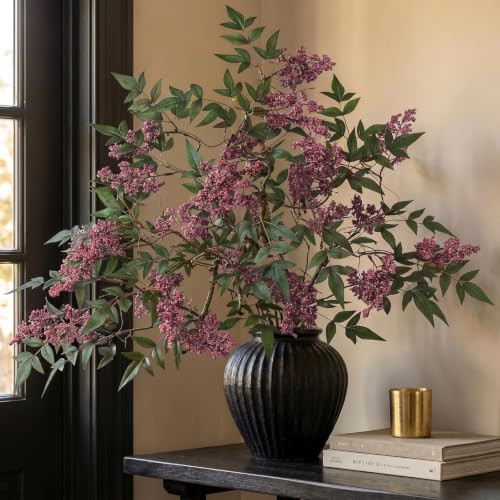 2Pcs 36"Realistic Artificial Nandina Berry Stems for Vase Decor(Dusty Plum) | Extra-Long Size, Li... | Amazon (US)
