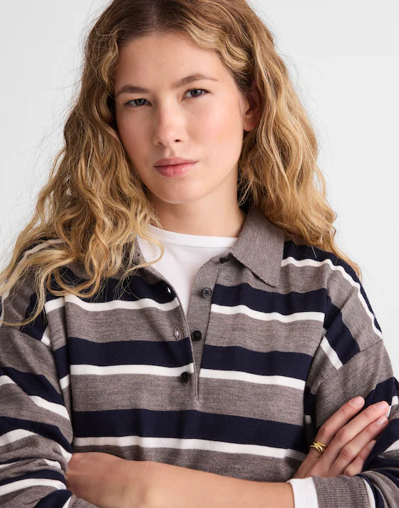 Drop-Shoulder Polo Sweater in Merino Wool | Madewell