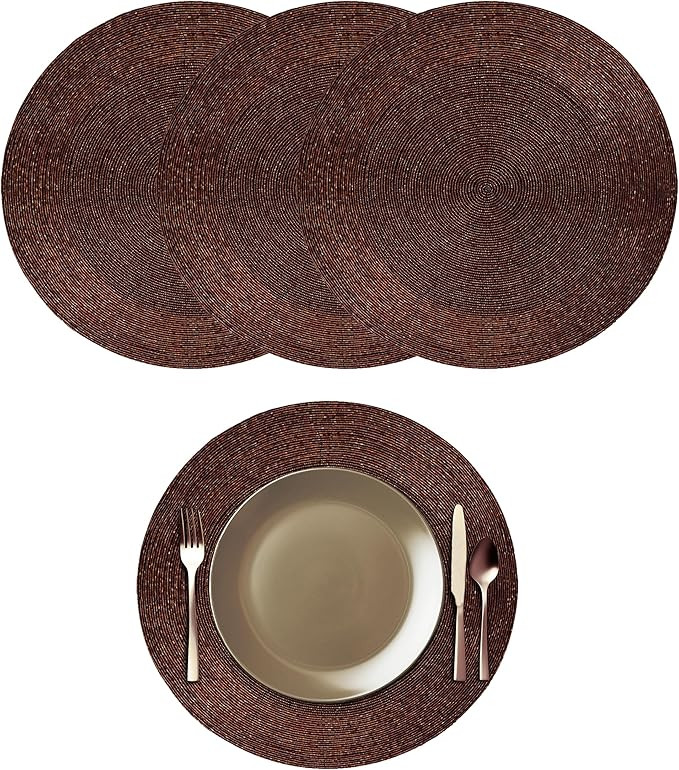 COTTON CRAFT Beaded Charger Placemats - Set of 4 Handmade Glitz Placemats - Harvest Fall Thanksgi... | Amazon (US)