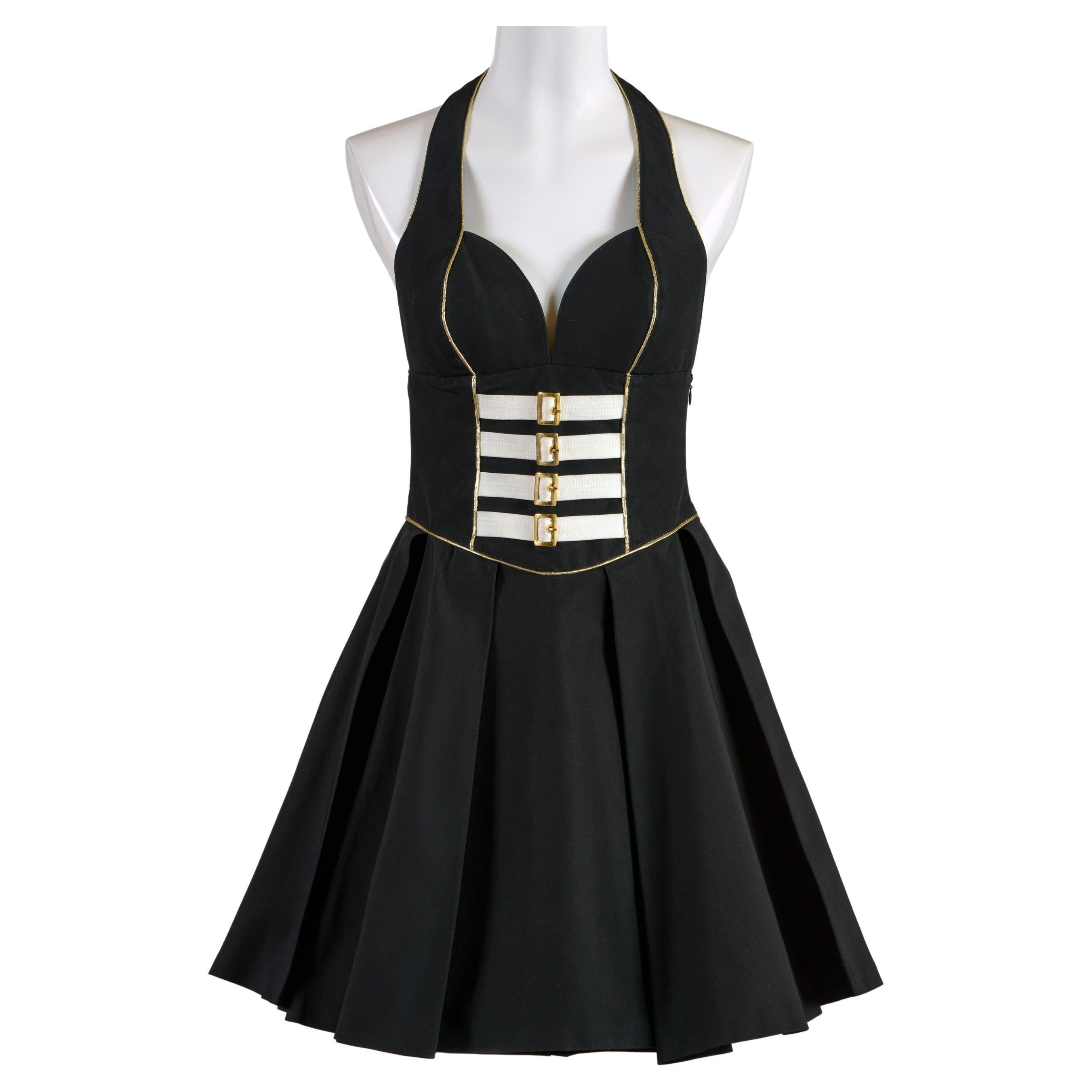 GIANNI VERSACE VERSUS Spring/Summer 1993 black mini dress size 28/42 | 1stDibs