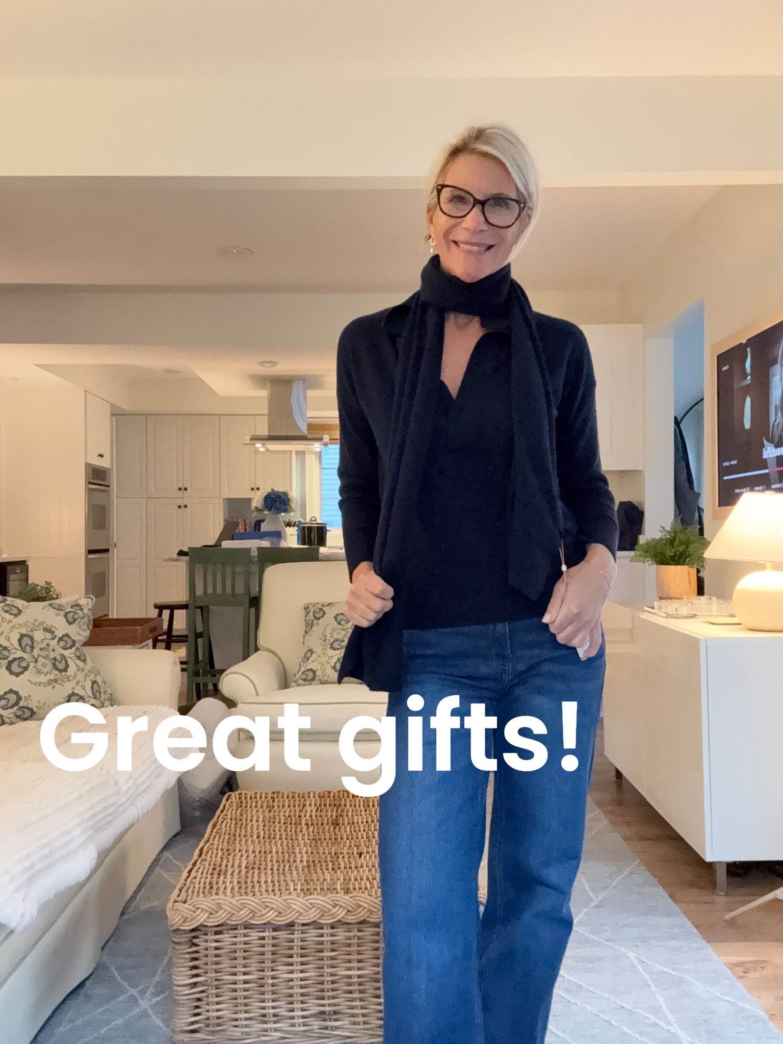 Anything you get from Quince would be an awesome gift for a friend or family member -anyone!  I’m gifting a cashmere polo style sweater in navy with a cashmere ribbed scarf. Both are gorgeous. Paired with my fav Quince jeans ✅

#LTKHoliday #LTKOver40 #LTKGiftGuide