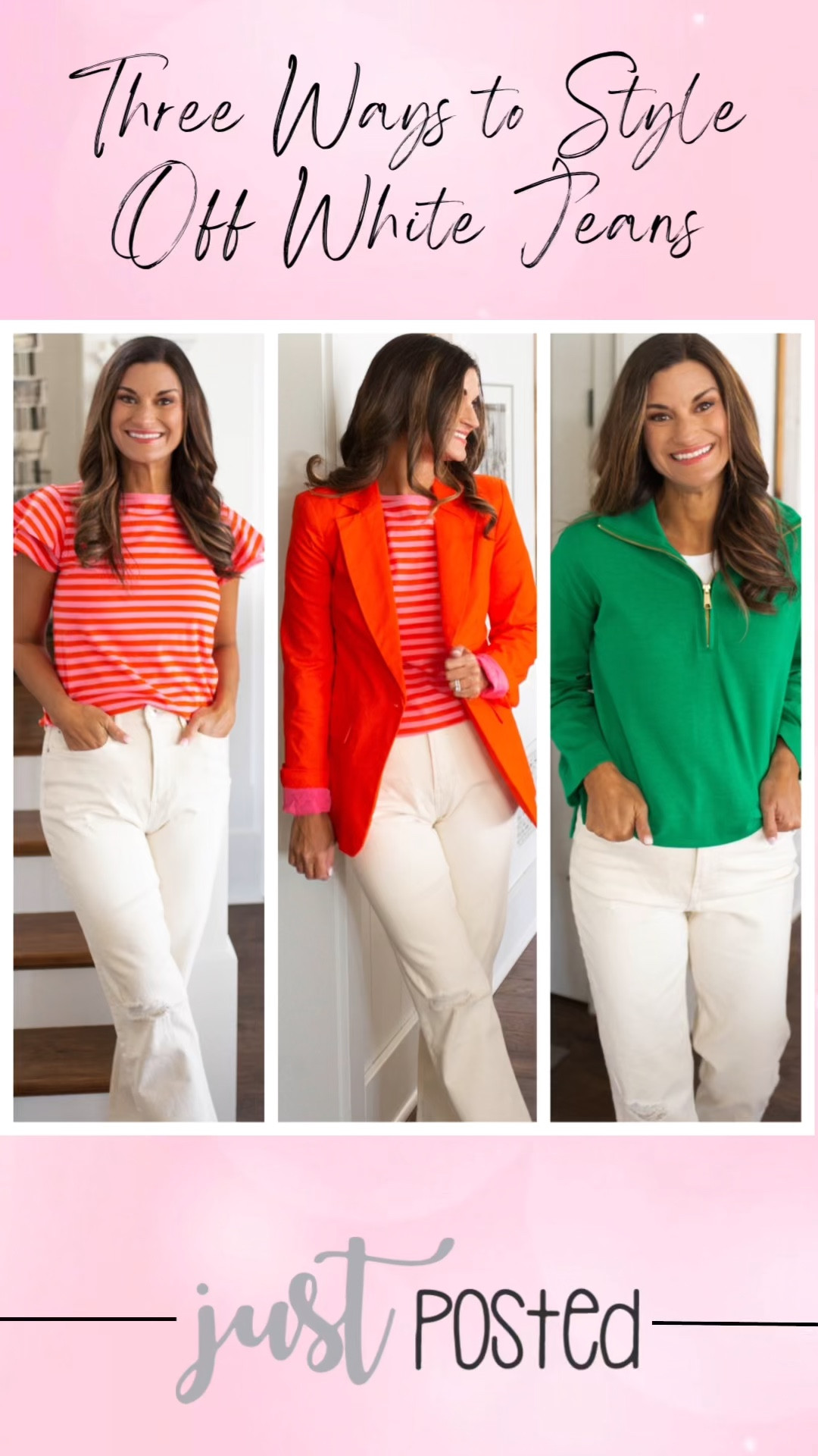 Three ways to style off white jeans from @walmartfashion #ad #walmartfashion #freeassembly

#LTKstyletip #LTKunder100 #LTKunder50