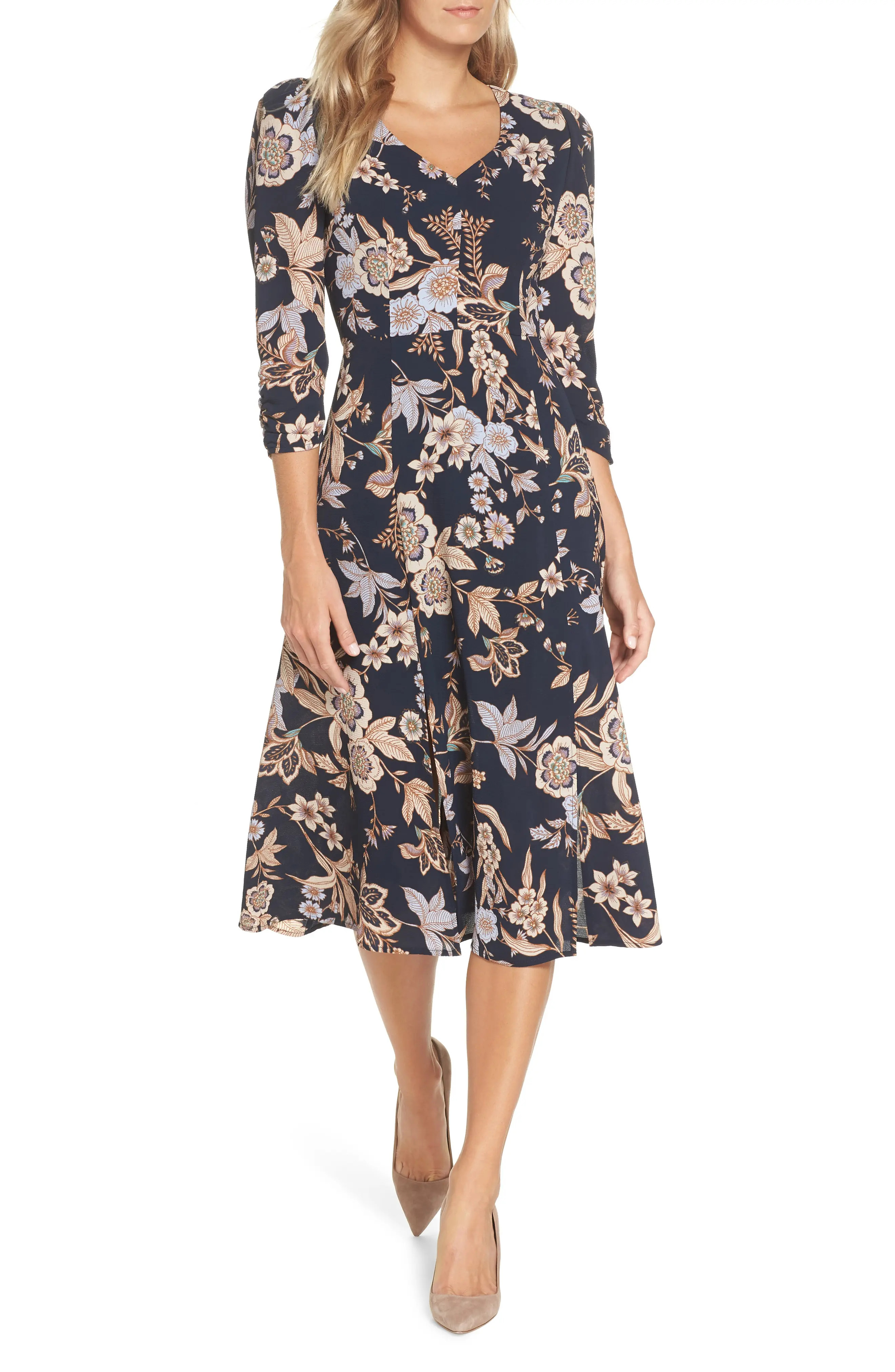 Eliza J Floral Midi Dress | Nordstrom