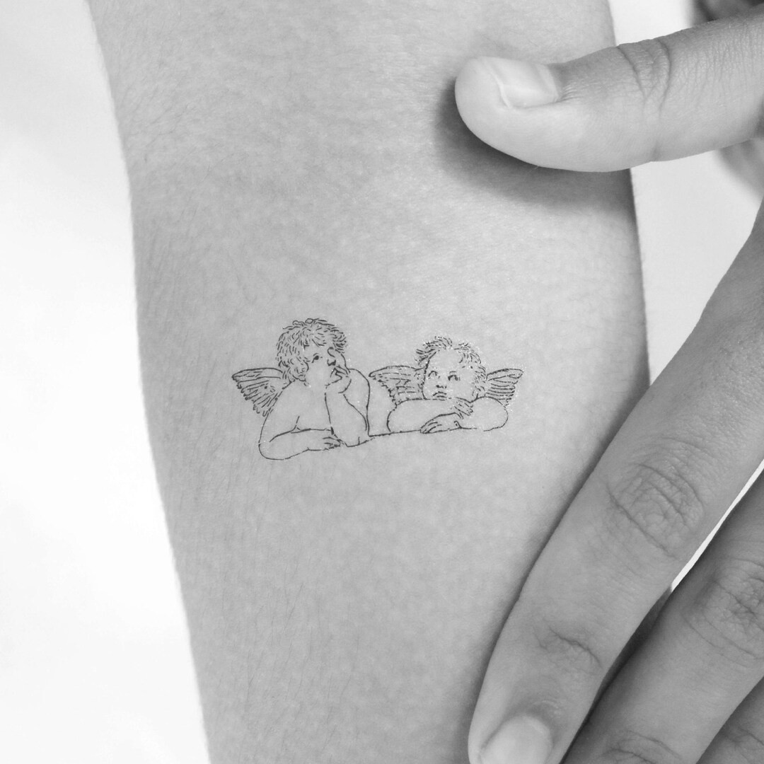 Minimalist Putti Cherubs Temporary Tattoo set of 3 - Etsy | Etsy (US)